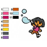 Dora Playing Baloons Embroidery Design